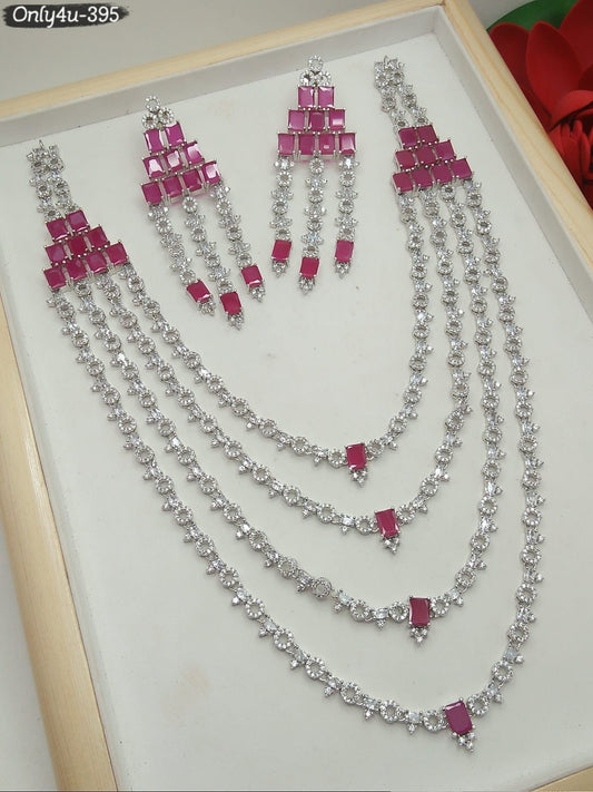 Silver Plated American Diamond Party & Wedding Jewellery for Women (2 Color)